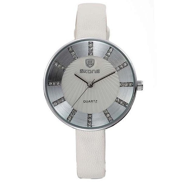 Relógio Feminino Skone Analógico Casual 9250 Branco