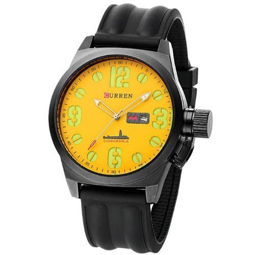 Relógio Masculino Curren Analógico 8127 - Preto e Amarelo