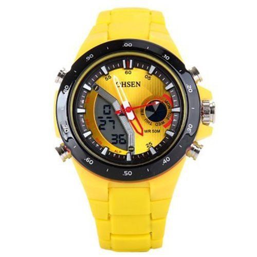 Relógio Masculino Ohsen AnaDigi Esporte AD2802 Amarelo