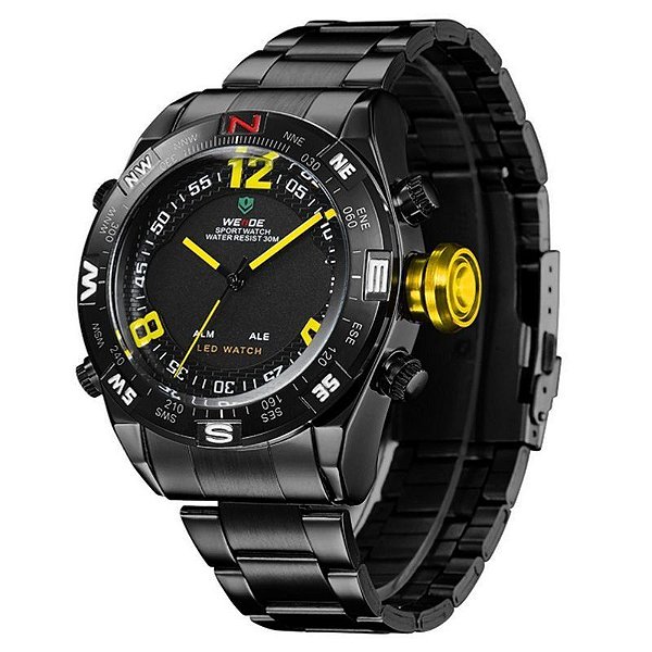 Relógio Masculino Weide AnaDigi WH-2310 - Preto e Amarelo