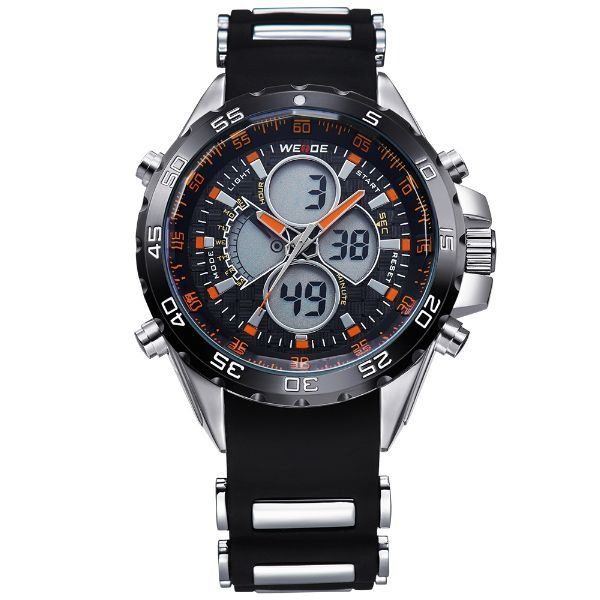 Relógio Masculino Weide AnaDigi WH-1103 - Preto e Laranja