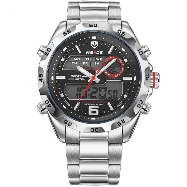 Relógio Masculino Weide AnaDigi WH-3403 - Prata e Preto