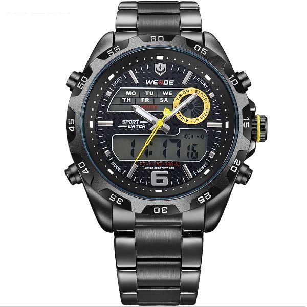 Relógio Masculino Weide AnaDigi WH-3403 - Preto e Amarelo