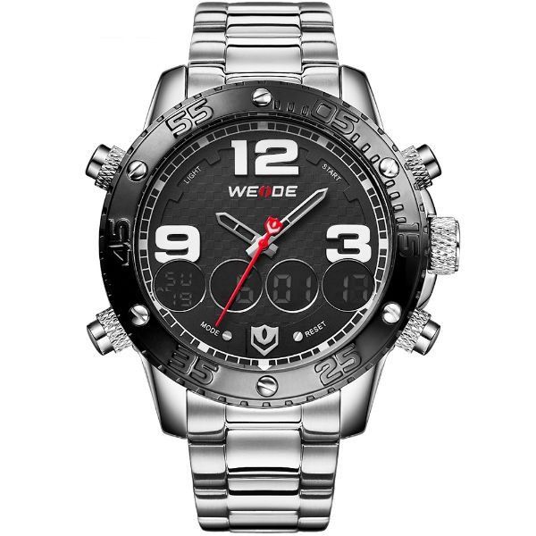 Relógio Masculino Weide AnaDigi WH-3405 - Prata e Preto