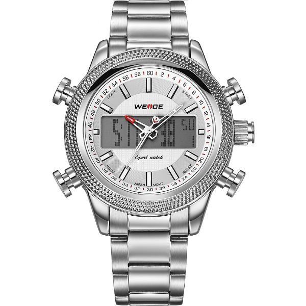 Relógio Masculino Weide AnaDigi WH-3406 - Prata e Branco