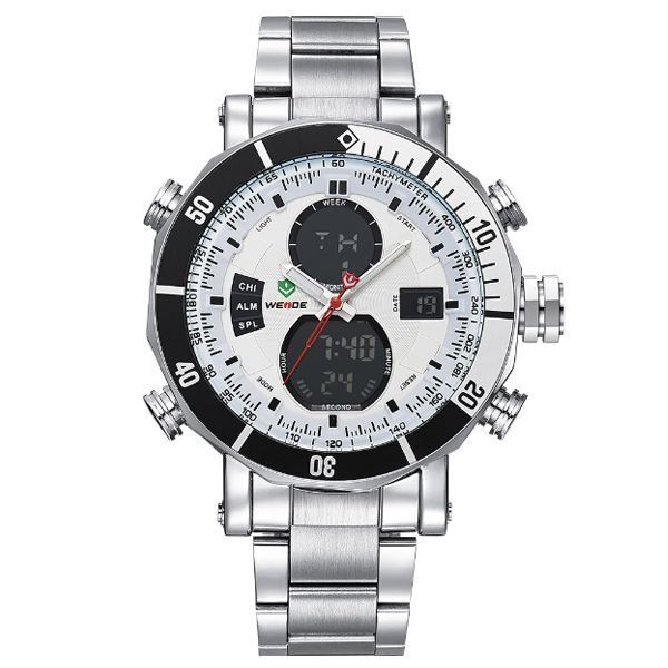 Relógio Masculino Weide AnaDigi WH-5203 - Prata e Branco