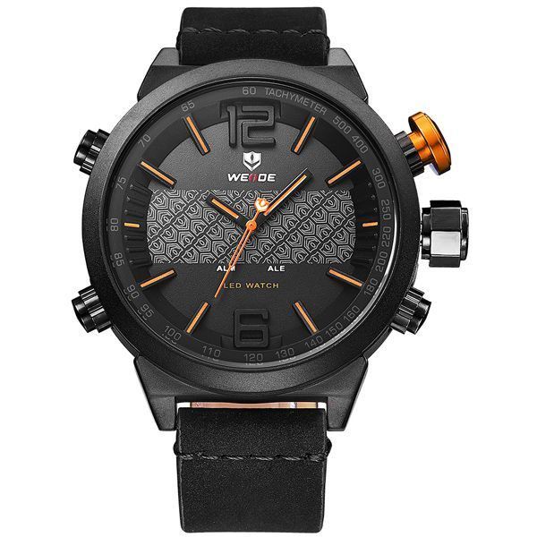 Relógio Masculino Weide AnaDigi WH-6101 Preto e Laranja