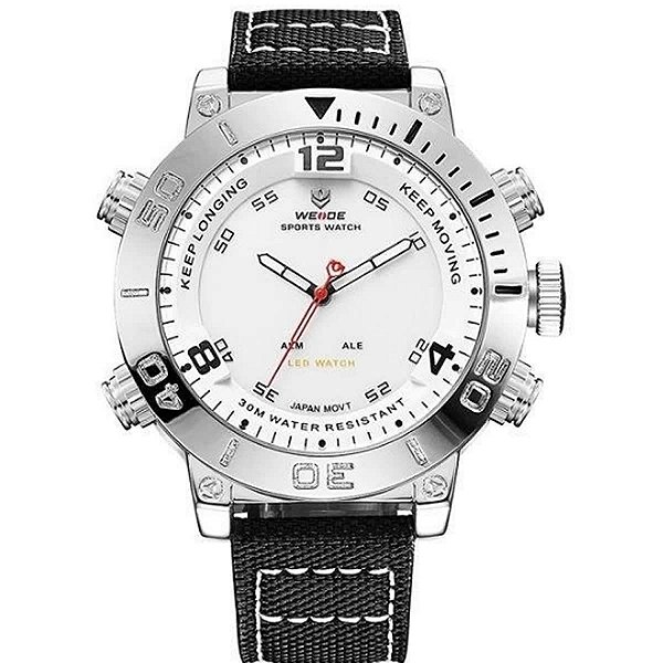 Relógio Masculino Weide AnaDigi WH-6103 Preto e Branco