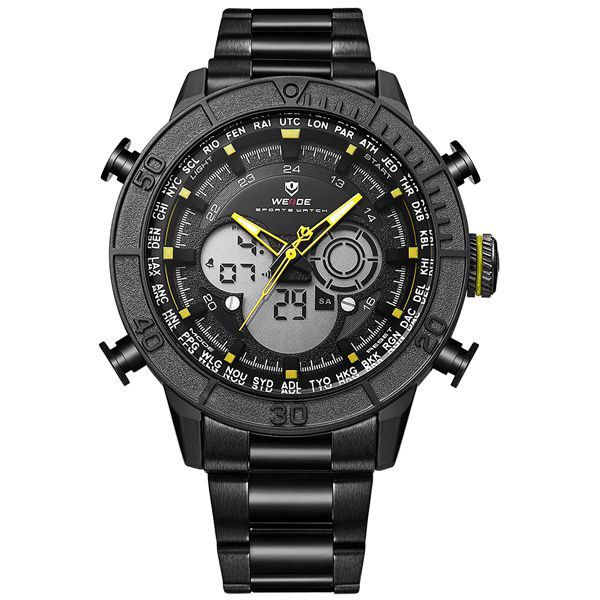 Relógio Masculino Weide AnaDigi WH-6308 - Preto e Amarelo