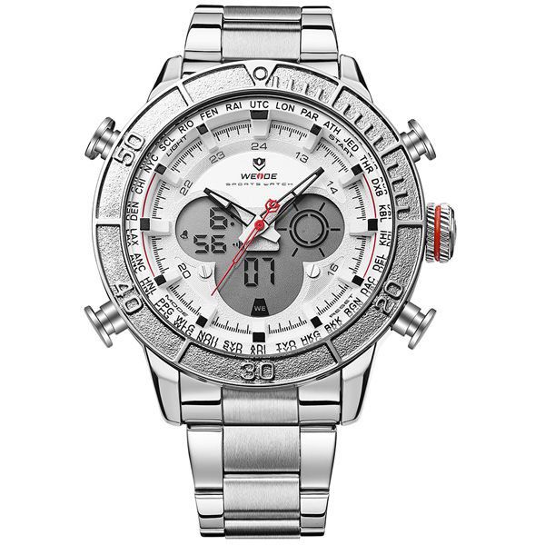 Relógio Masculino Weide AnaDigi WH-6308 - Prata e Branco
