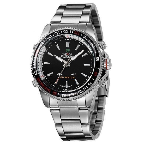 Relógio Masculino Weide AnaDigi WH-903 - Prata e Preto