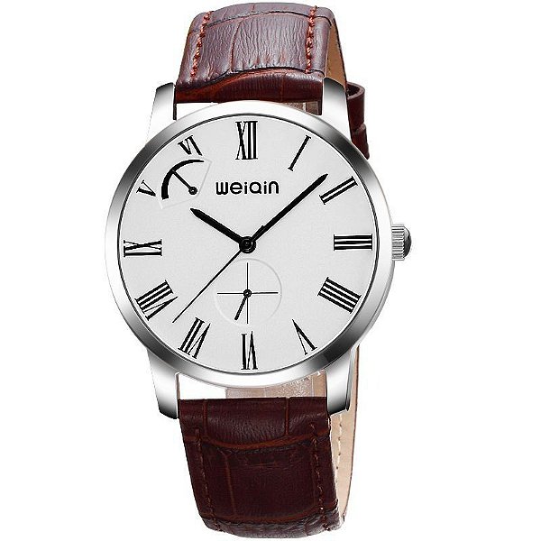 Relógio Masculino Weiqin Analógico Casual W23056 Prata e Marrom