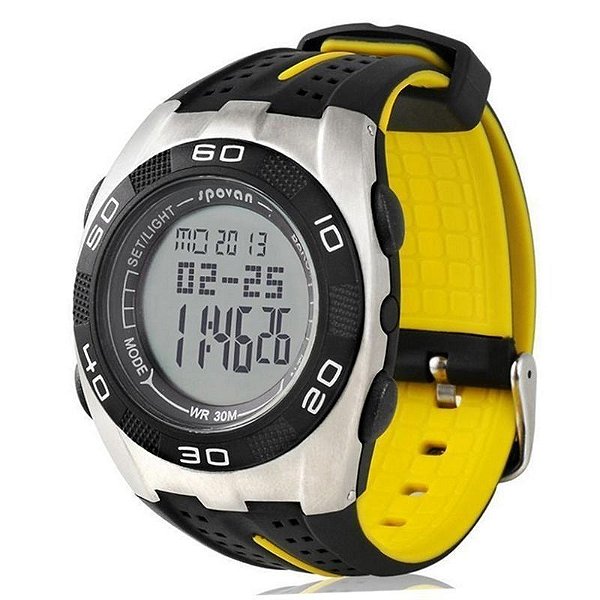 Relógio Smart Masculino Spovan Digital Blade-V - Preto e Amarelo