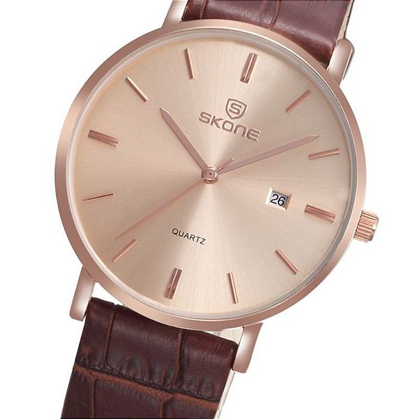 Relógio Feminino Skone Analógico Casual 9250 Marrom