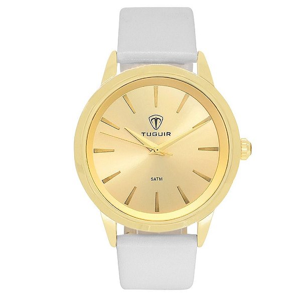 Relógio Feminino Tuguir Analógico TG106 Dourado e Branco