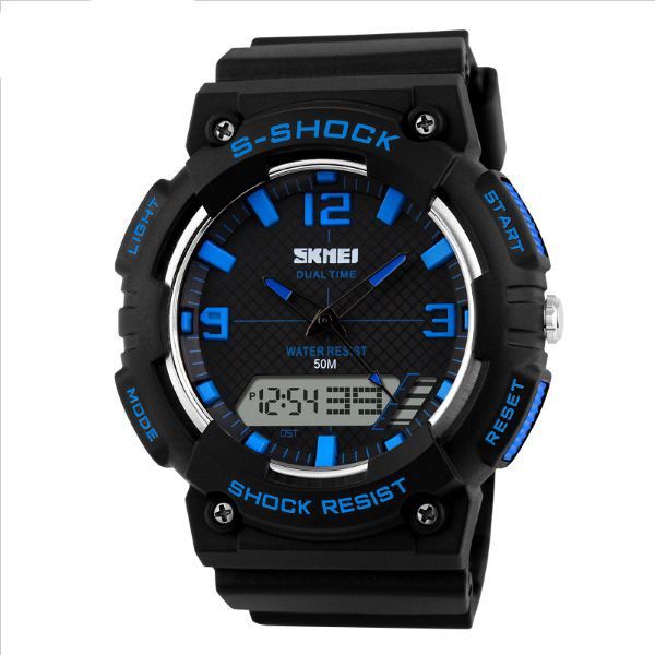 Relógio Masculino Skmei Anadigi 1057 Preto e Azul