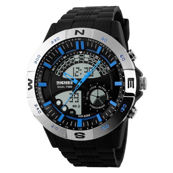 Relógio Masculino Skmei AnaDigi 1110 - Prata e Azul