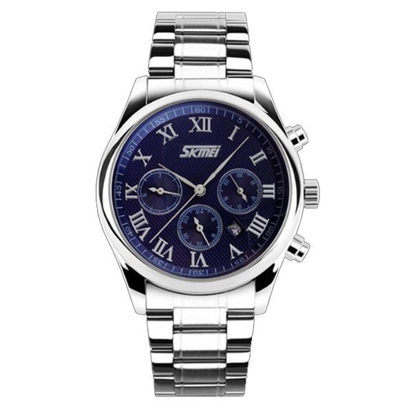Relógio Masculino Skmei Analógico 9078 - Prata e Azul