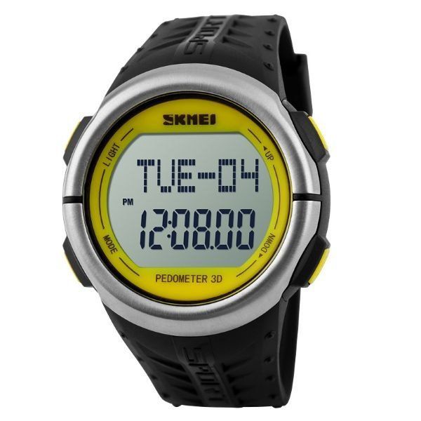 Relógio Pedômetro Unissex Skmei Digital 1058 - Preto e Amarelo
