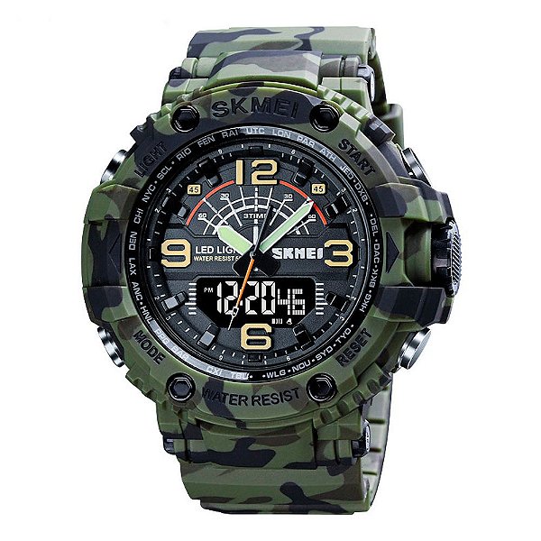 Relógio Masculino Skmei AnaDigi 1617 Verde Camuflado