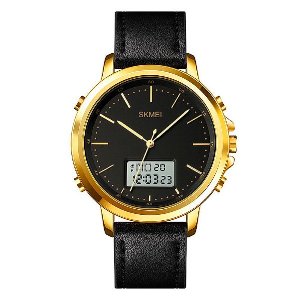 Relógio Masculino Skmei AnaDigi 1652 Preto e Dourado