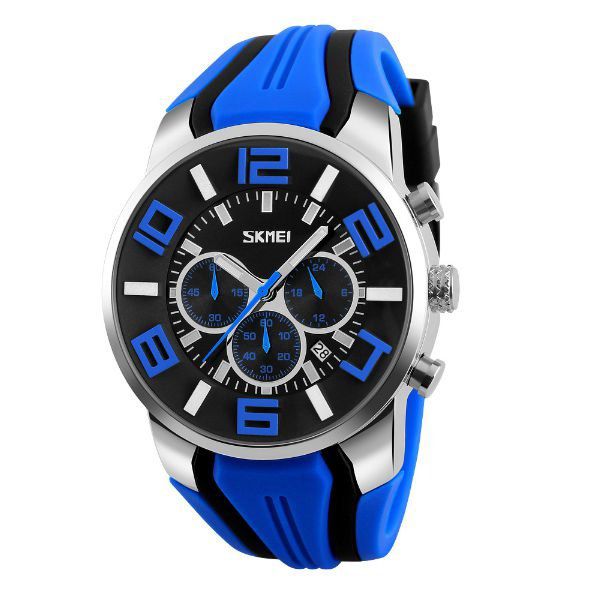 Relógio Masculino Skmei Analógico 9128 - Azul, Preto e Prata