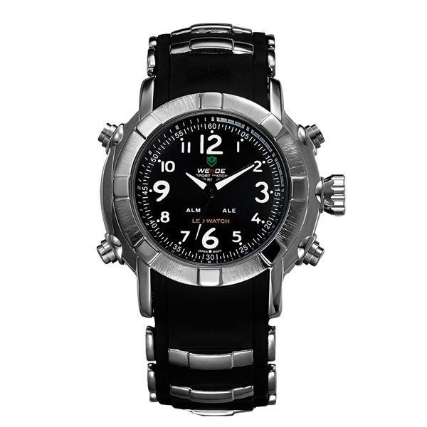 Relógio Masculino Weide AnaDigi WH-1106 - Preto, Prata e Branco