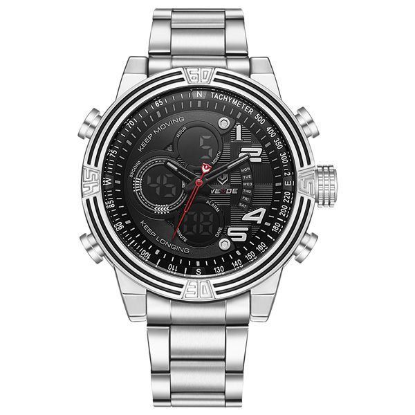 Relógio Masculino Weide AnaDigi WH-5209 - Prata e Preto