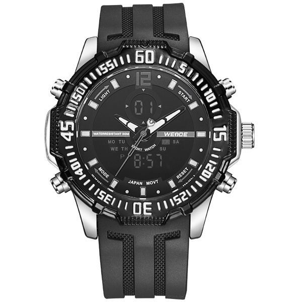 Relógio Masculino Weide AnaDigi WH-6105 - Preto e Prata