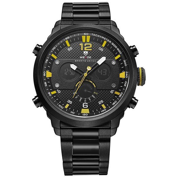 Relógio Masculino Weide AnaDigi WH-6303 - Preto e Amarelo