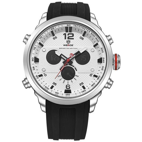 Relógio Masculino Weide AnaDigi WH-6303 - Preto, Prata e Branco