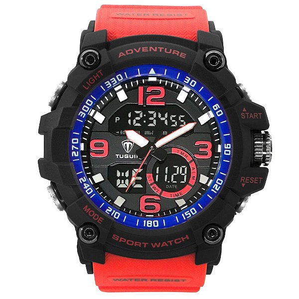 Relógio Masculino Tuguir AnaDigi TG3J8001 Preto e Vermelho