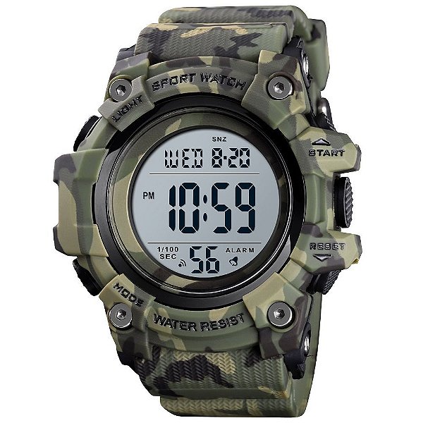 Relógio Menino Relógio Skmei Digital 1552 Verde Camuflado
