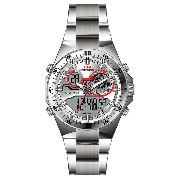 Relógio Masculino Kat-Wach AnaDigi KT1121 Prata