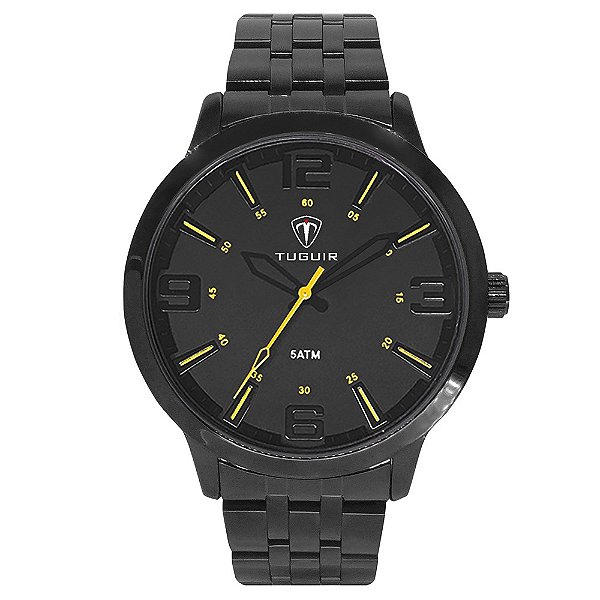 Relógio Masculino Tuguir Analógico TG161 Preto e Amarelo