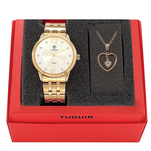 Relógio Feminino Tuguir Analógico TG35050 Dourado e Prata
