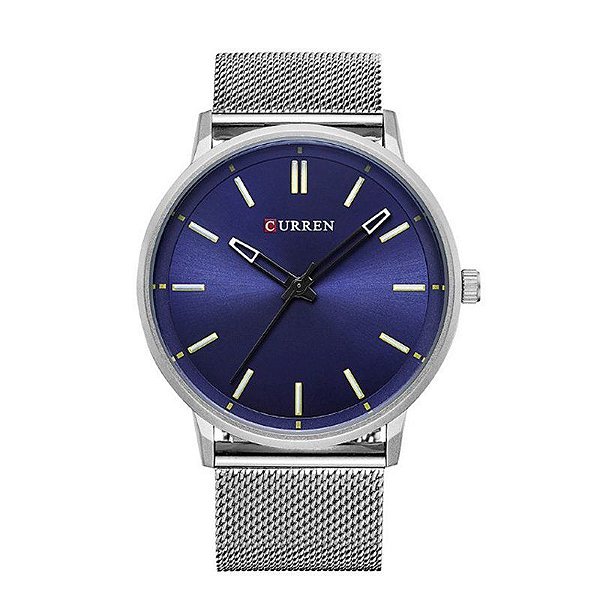 Relógio Masculino Curren Analógico 8233 - Prata e Azul