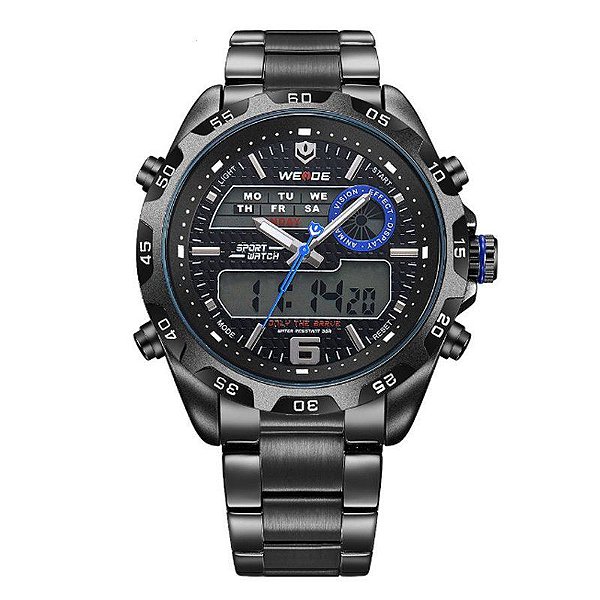 Relógio Masculino Weide AnaDigi WH-3403 - Preto e Azul
