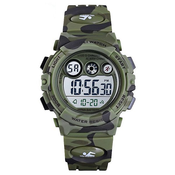 Relógio Menino Relógio Skmei Digital 1547 Verde Camuflado