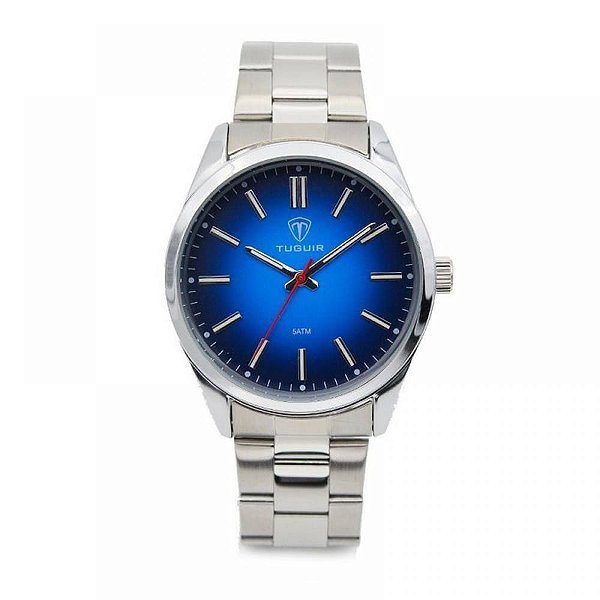 Relógio Masculino Tuguir Analógico 5013 Prata e Azul