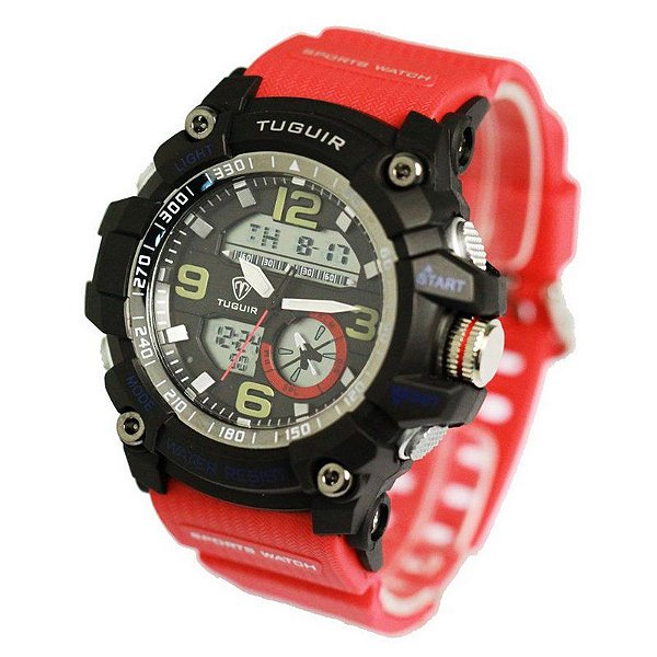 Relógio Masculino Tuguir Anadigi TG6009 Vermelho