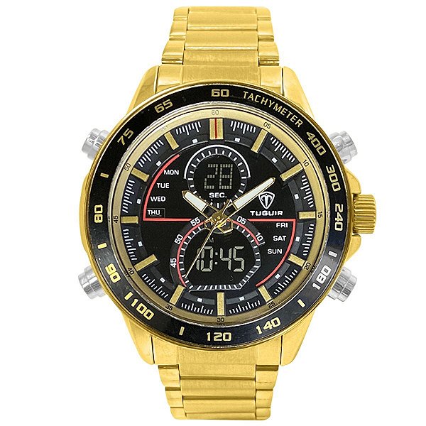 Relógio Masculino Tuguir AnaDigi TG1156 Dourado e Preto