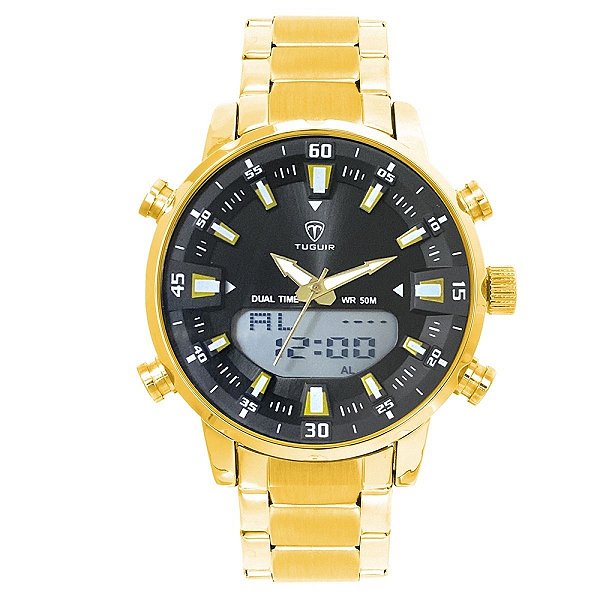 Relógio Masculino Tuguir AnaDigi TG1815 Dourado e Preto