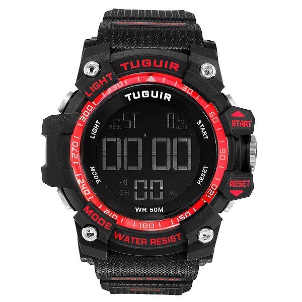 Relógio Masculino Tuguir Digital TG290 Preto e Vermelho
