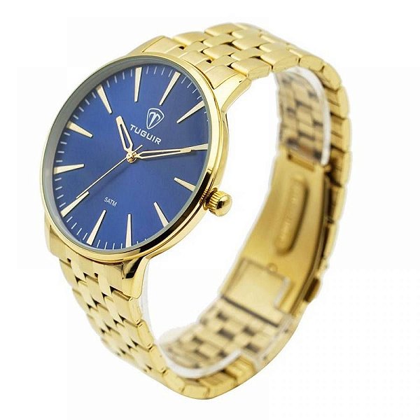 Relógio Masculino Tuguir Analógico 5273G - Dourado e Azul