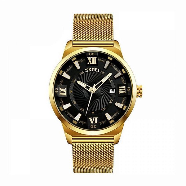 Relógio Masculino Skmei Analógico 9166 Dourado e Preto
