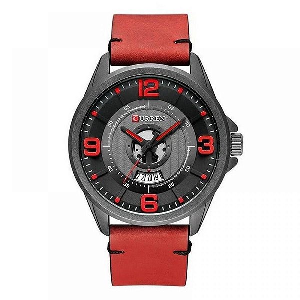 Relógio Masculino Curren Analógico 8305 - Vermelho e Preto