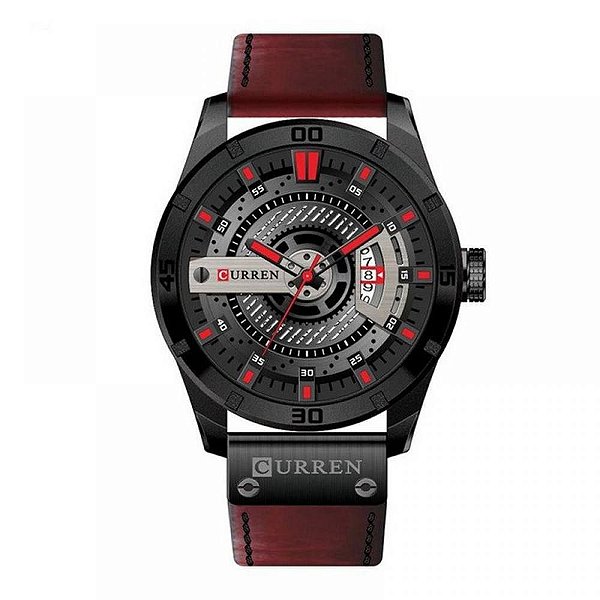 Relógio Masculino Curren Analógico 8301 - Vermelho e Preto