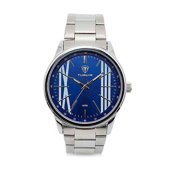 Relógio Masculino Tuguir Analógico 5011 - Prata e Azul