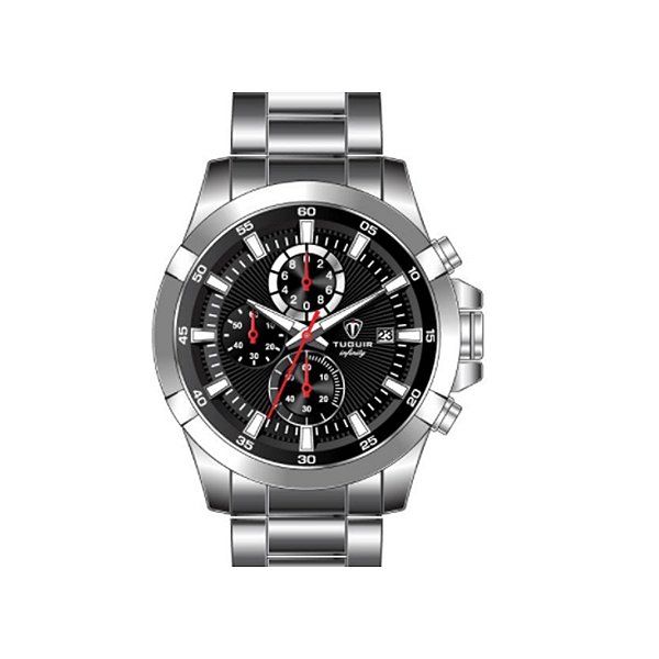 Relógio Masculino de Aço Cronógrafo Tuguir Analógico Infinity TGI37035 Prata e Preto